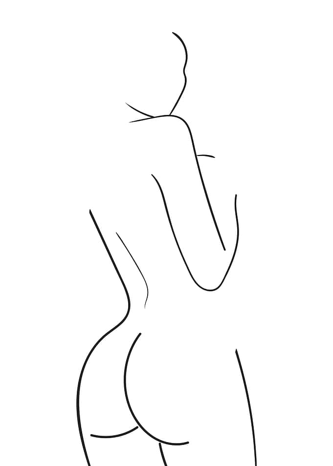 Naked woman body line art