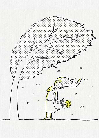 Wind Girl With Tree