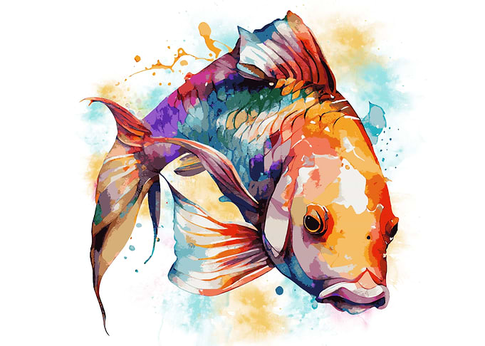Watercolor Koi Fish Art