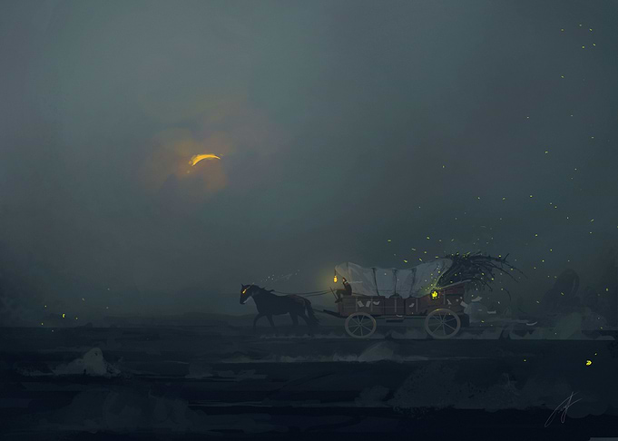 dark and misty with horse
