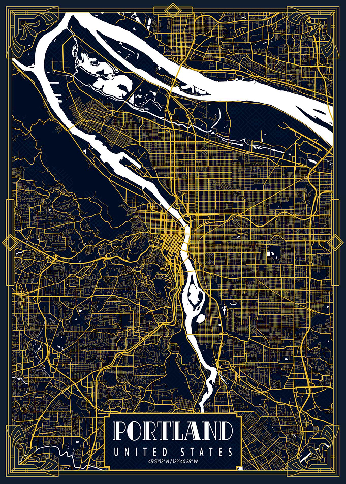 Portland City Map Gold