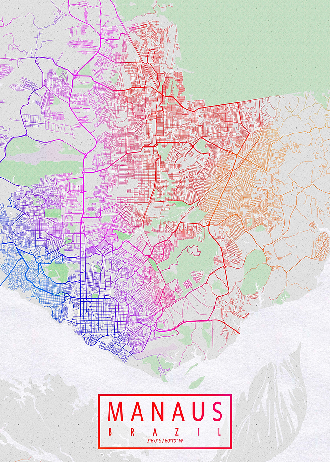 Manaus City Map Colorful