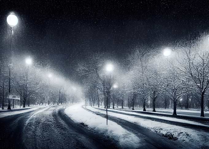 Dreamy snow and cityscape