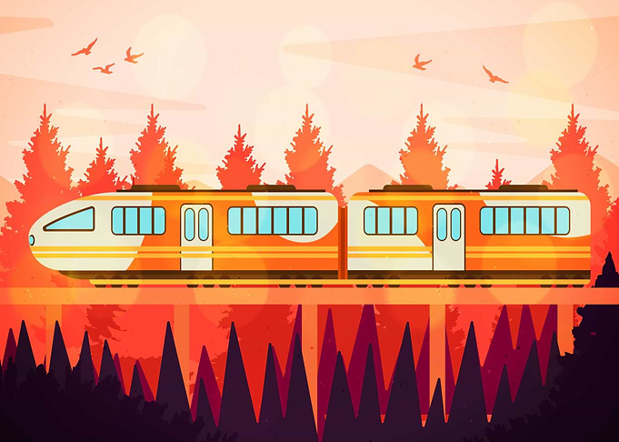 Train in the Forest Nature