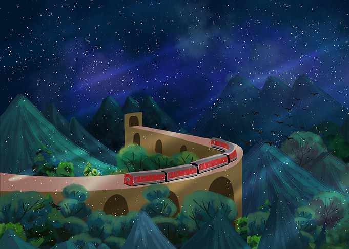 Train Bridge at night