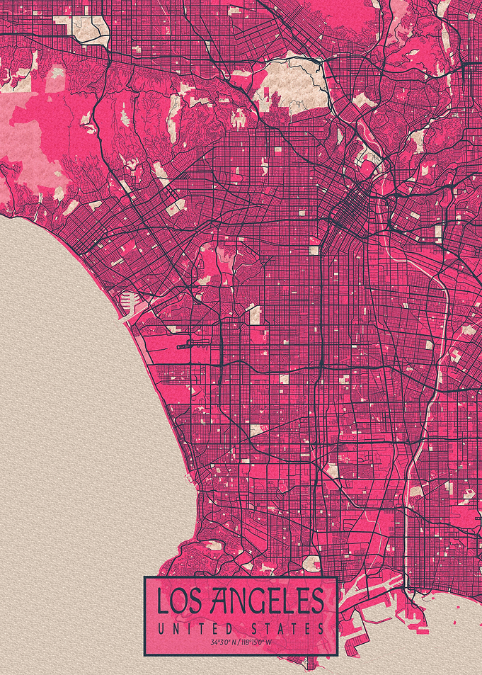 Los Angeles Map Blossom