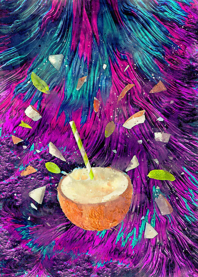 Coconut Watercolor Art