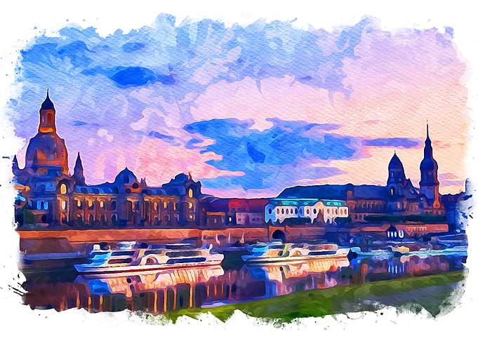 Dresden City in watercolor