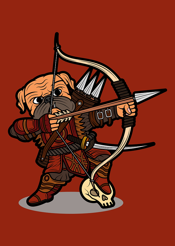 Cute pug dog warrior