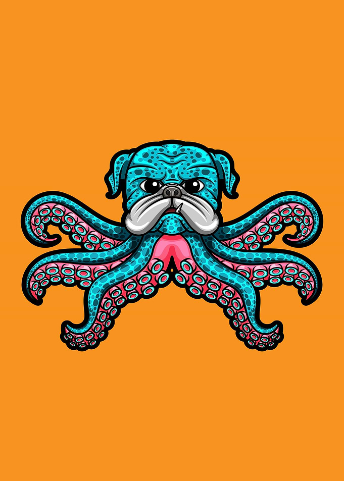 pug dog with tentacles