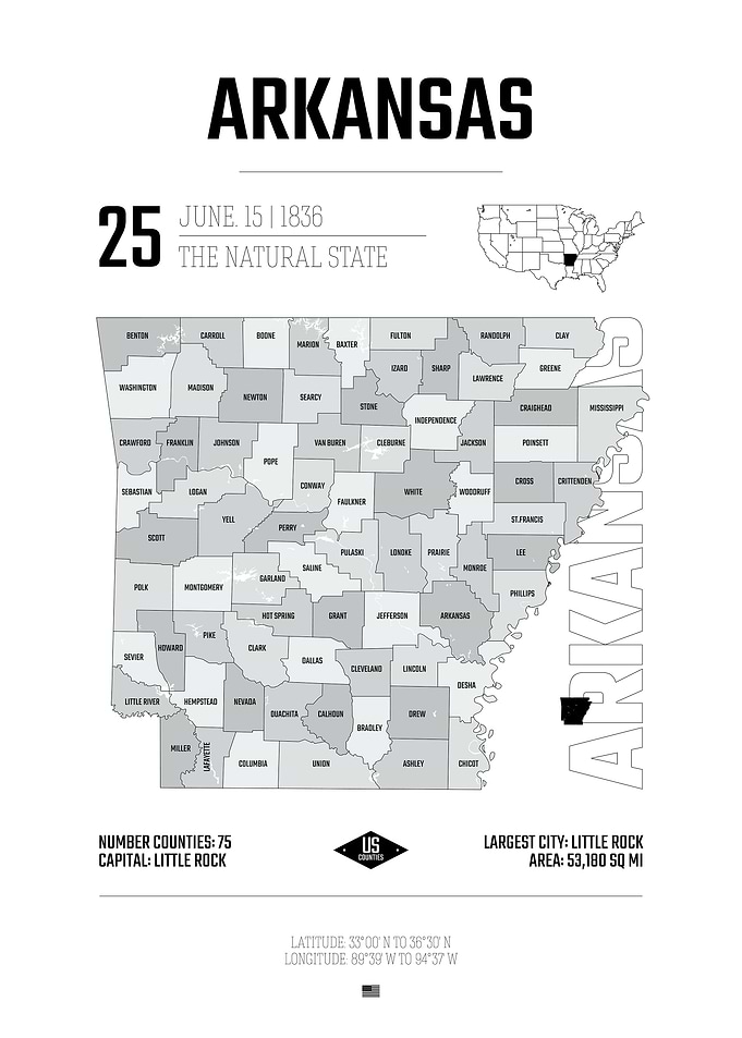 Arkansas USA state map