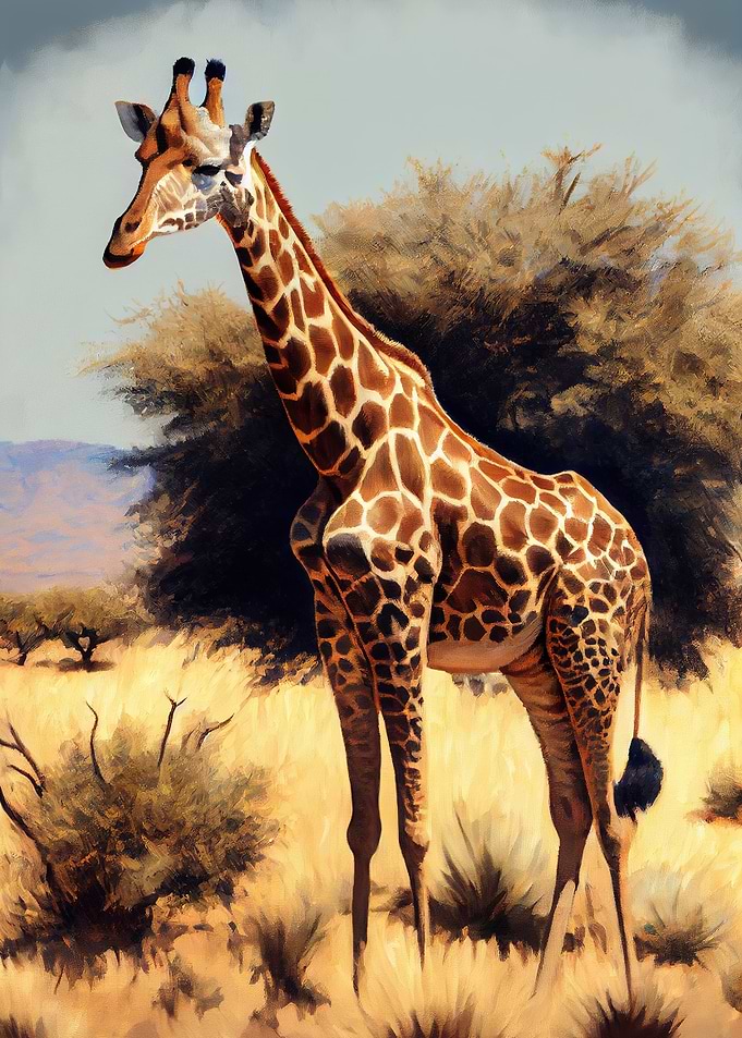 Savanna Giraffe Oil Paint