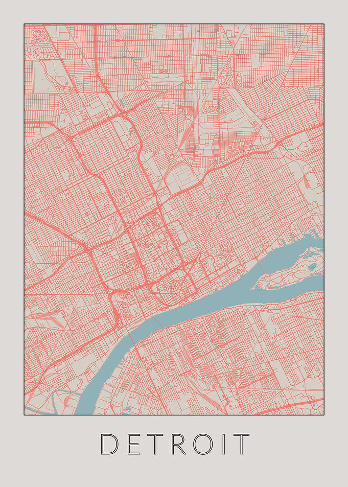 Detroit Vintage Map