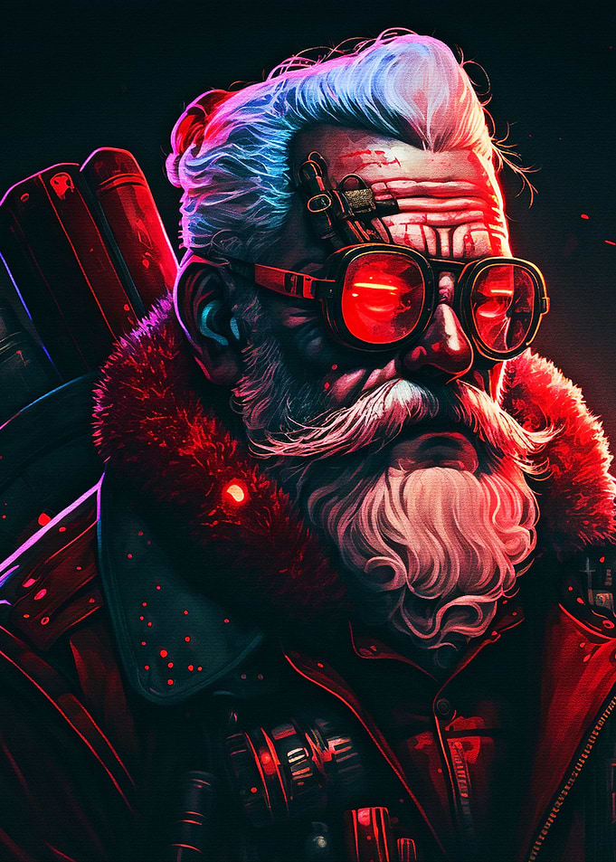 Santa claus neon punk