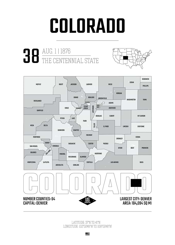 colorado USA state map