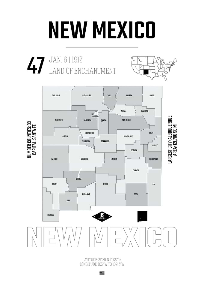 New mexico usa state map