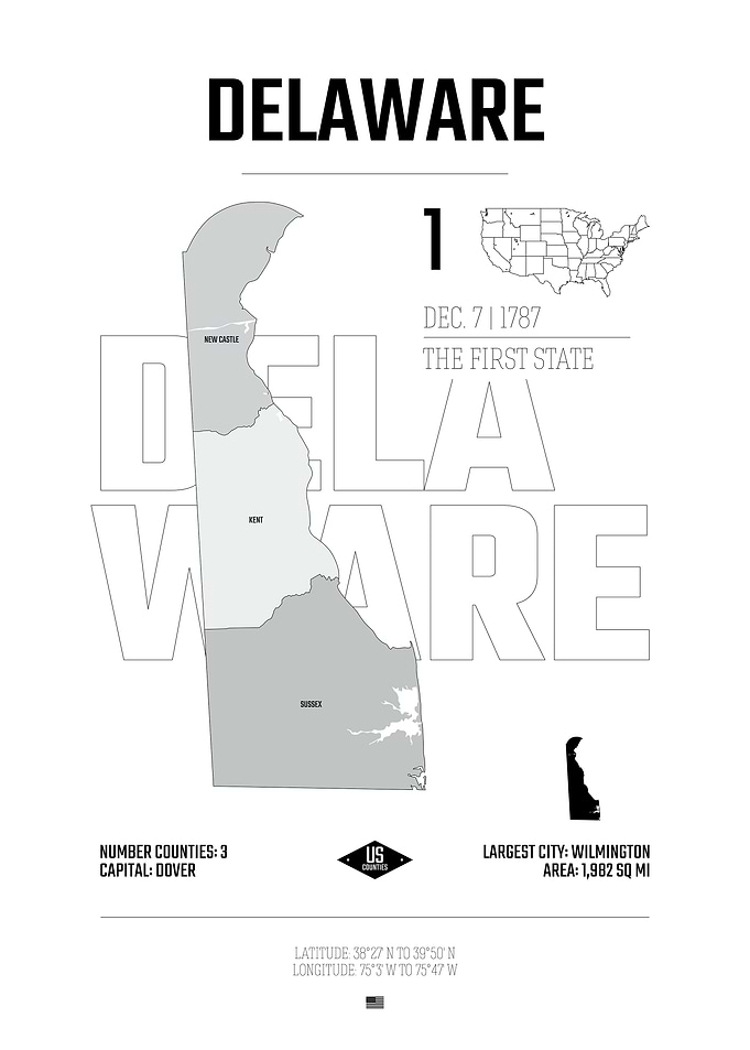 Delaware USA state map