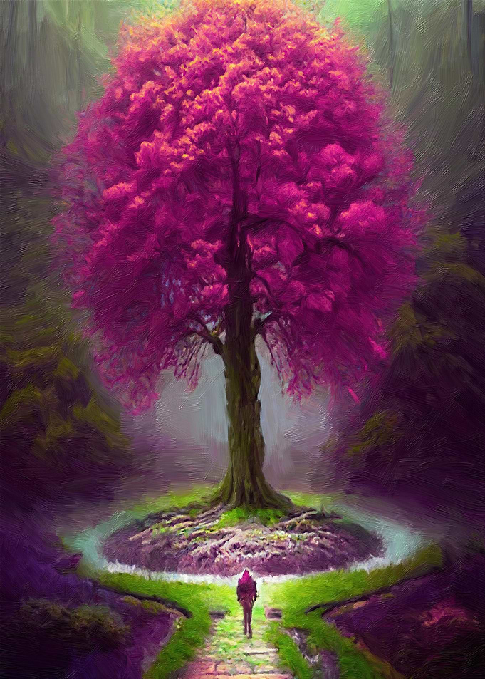 Pink Tree Nature painted