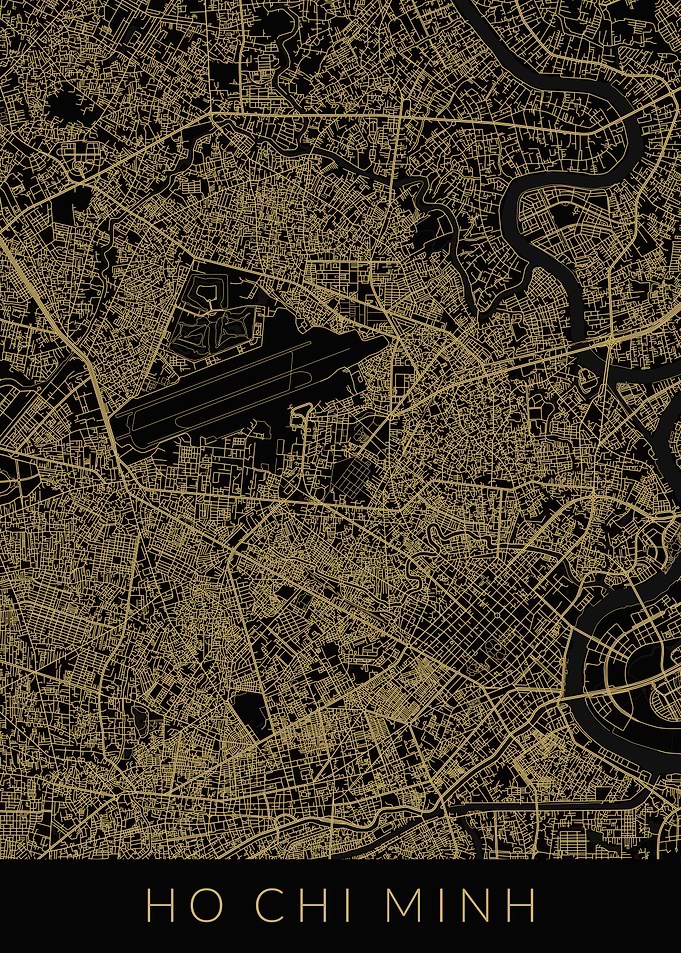 Ho Chi Minh Map Black Gold