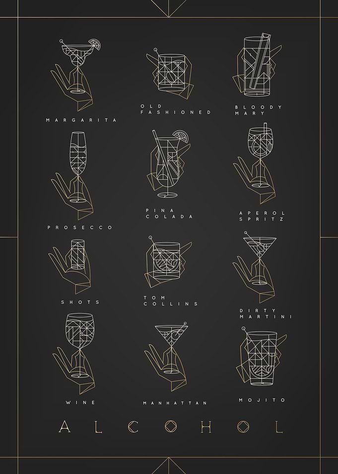 Cocktails art deco dark