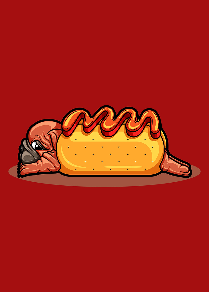 Cute pug in hot dog