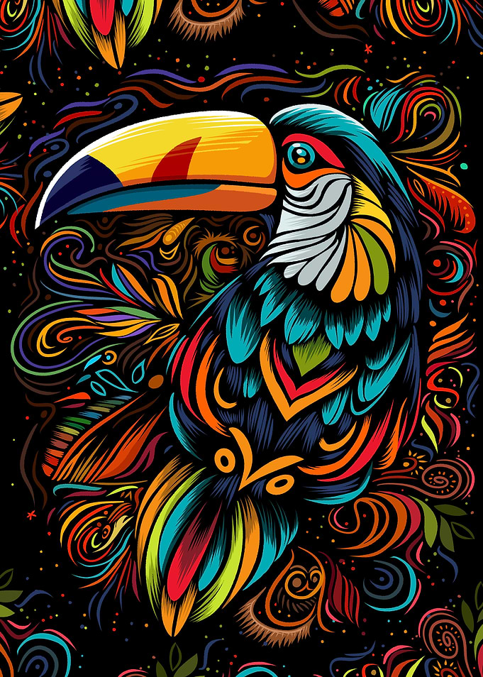 Tropical tribal toucan