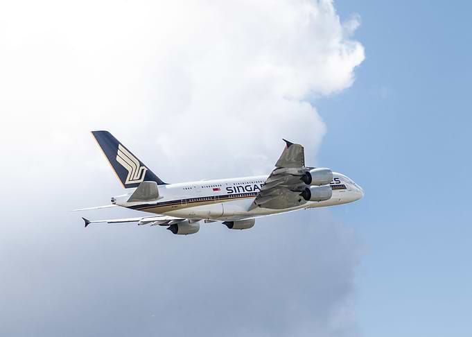 A380 under clouds