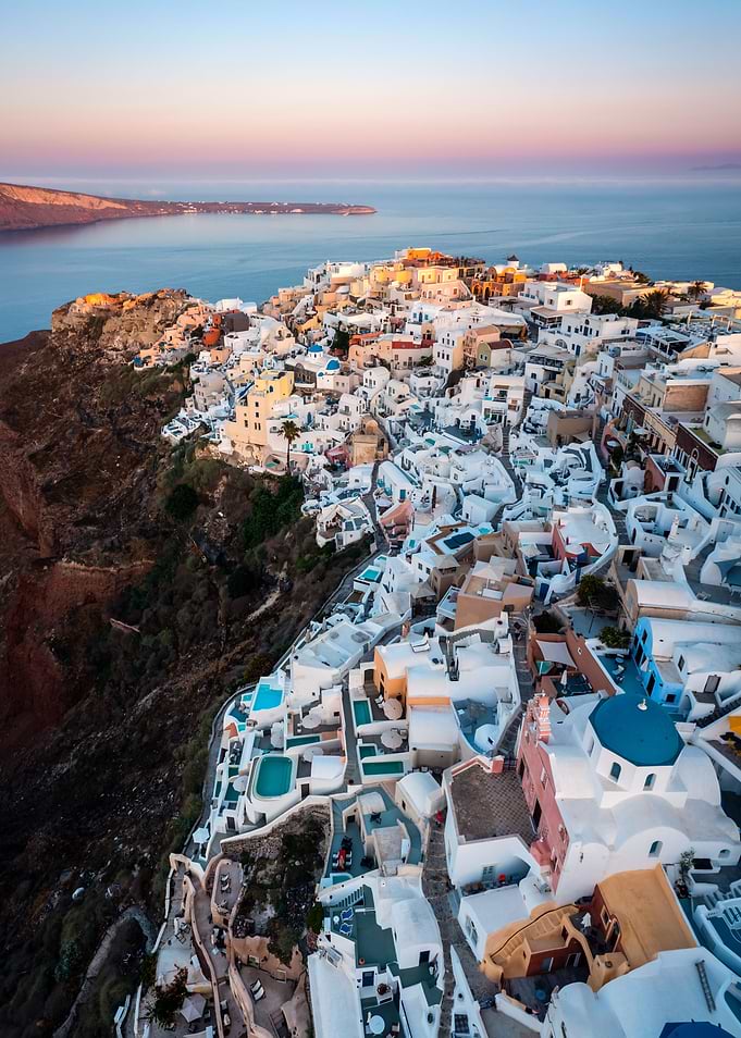 Oia Santorini aerial view