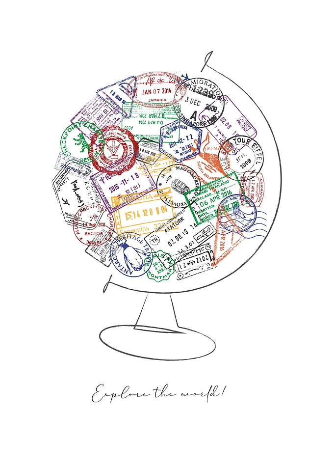 Stamp globe poster