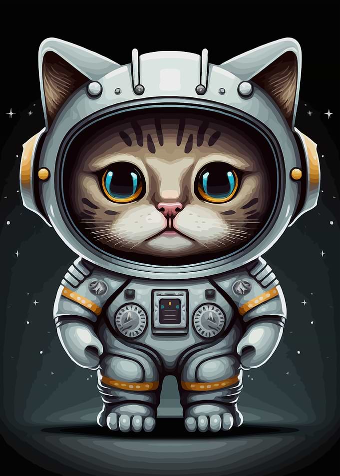 Cat astronaut in space