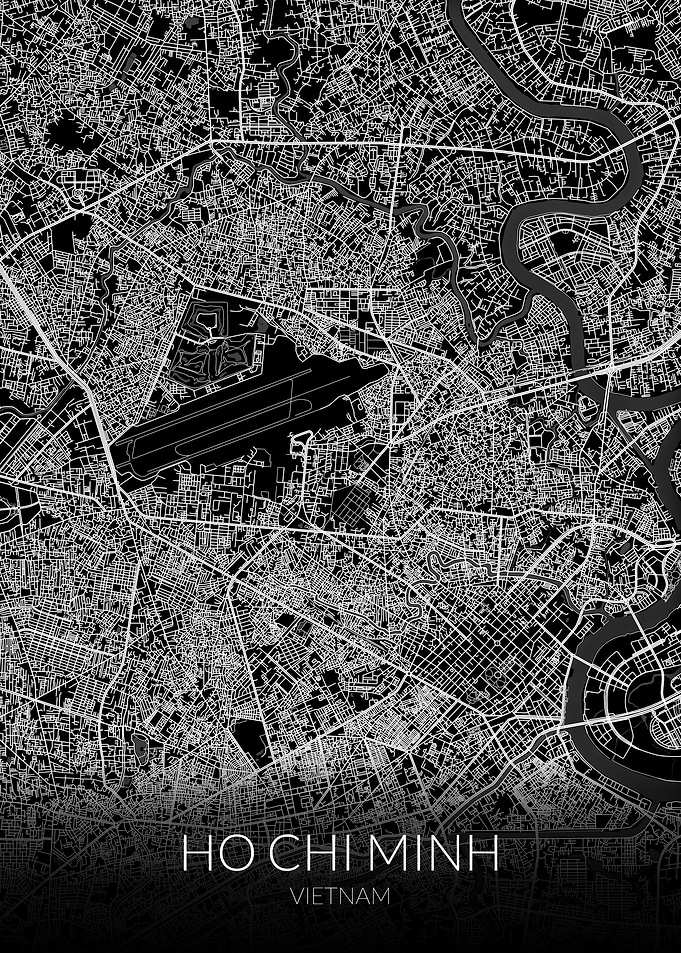 Ho Chi Minh Map Black