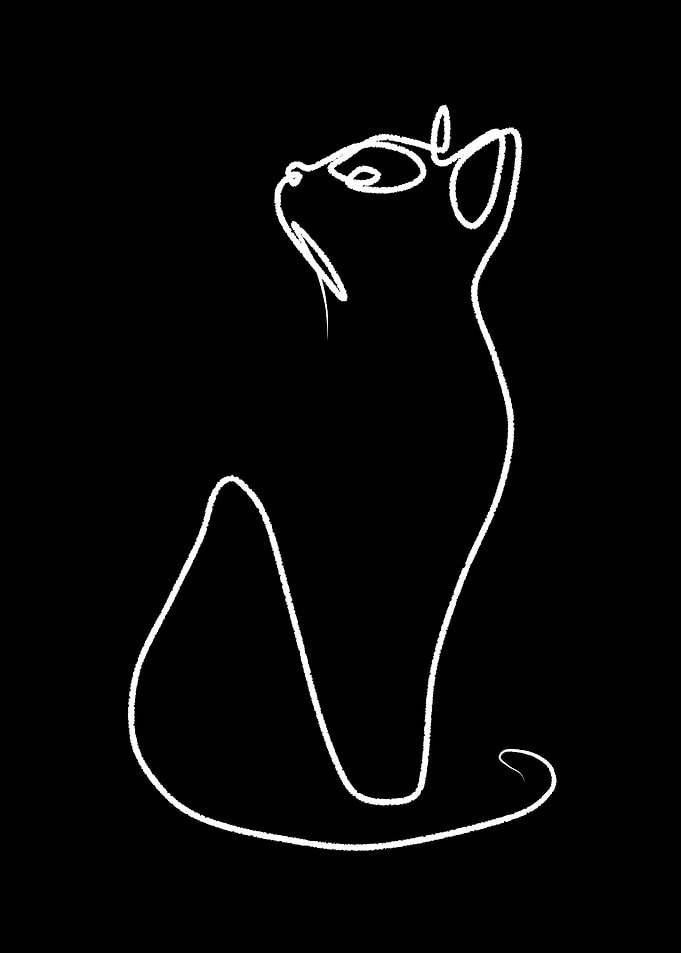 cats line black white
