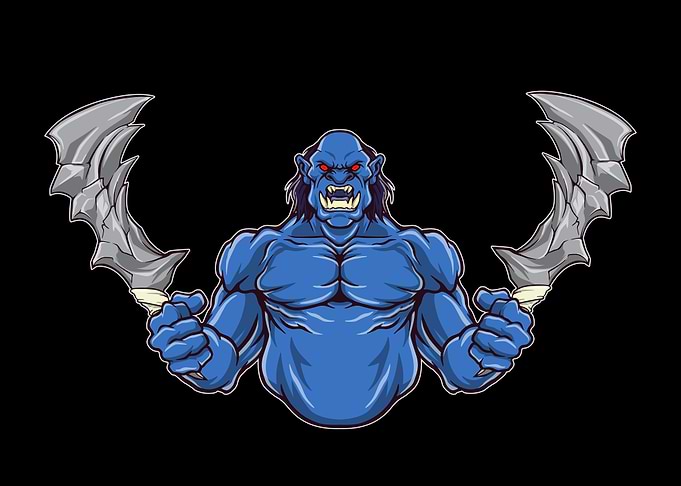 Half body blue orc