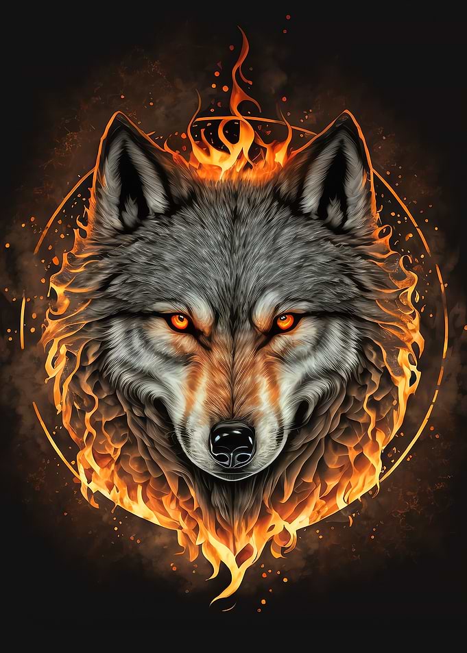 Fire Wolf Head