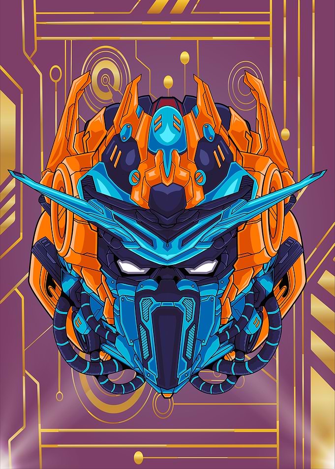 Head mecha cyber warrior