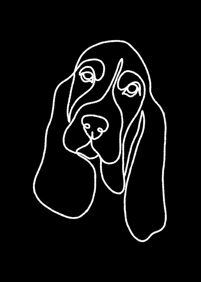 dog line black white