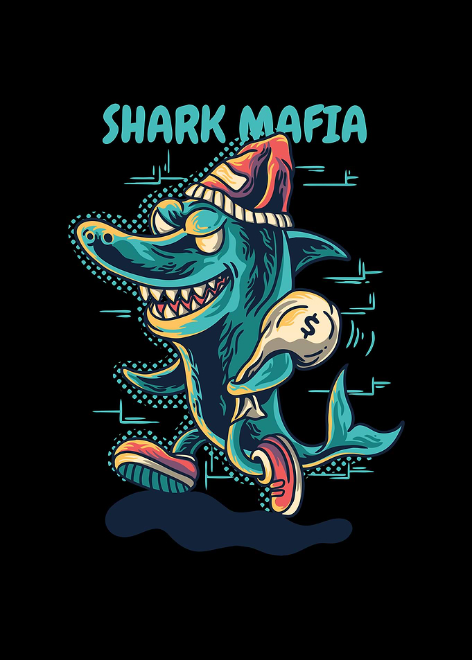 Shark mafia cartoon animal