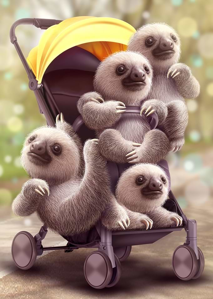 SLOTHS ON STROLLER