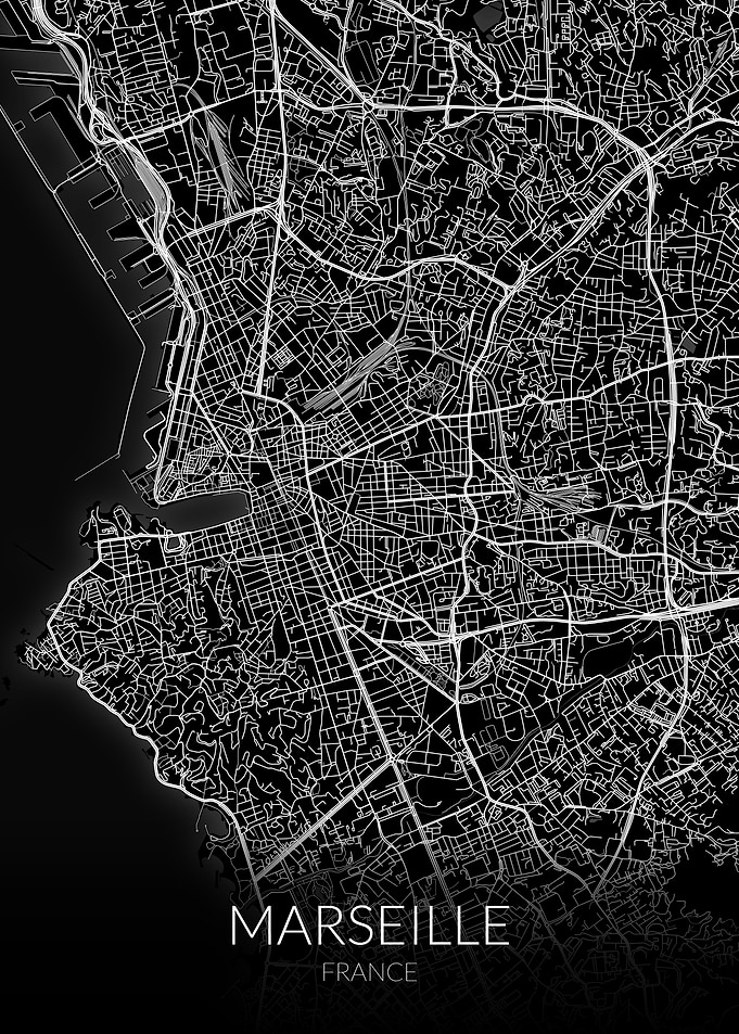 Marseille Map Black