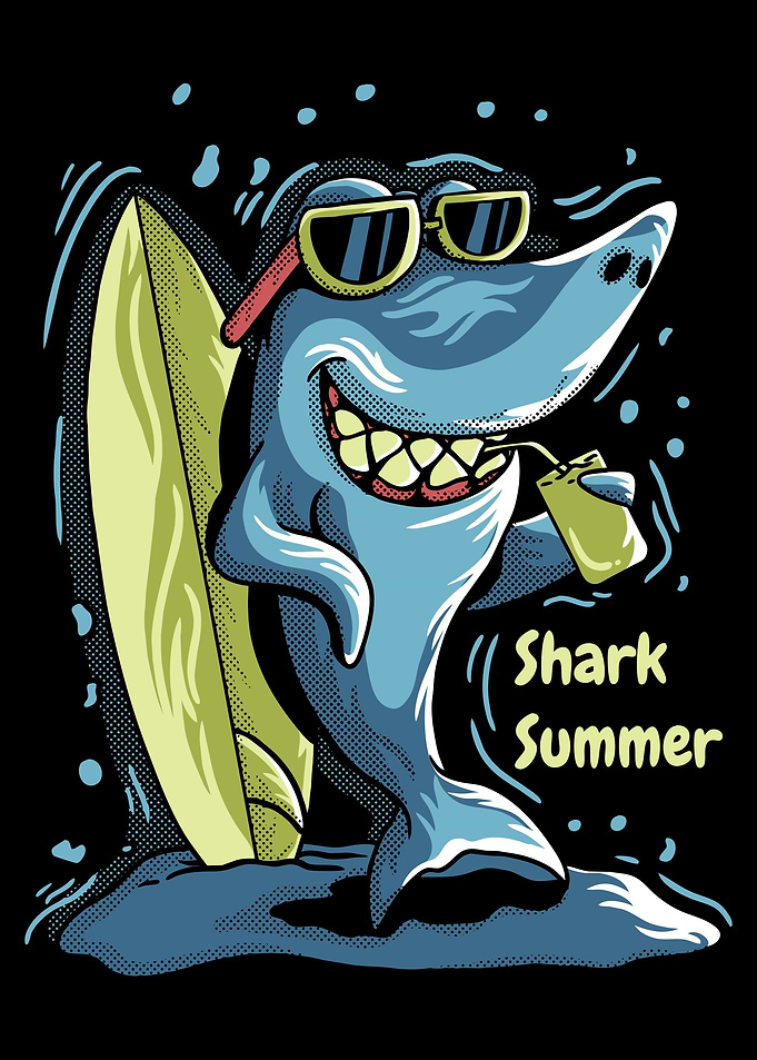 Shark summer cartoon