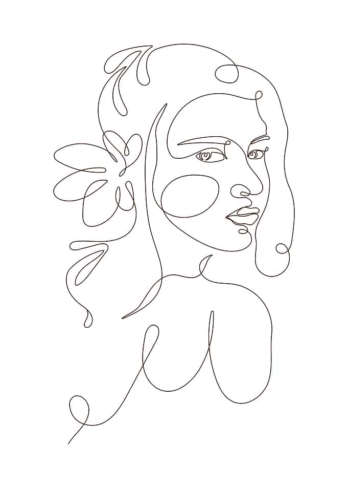 Elegant flower woman line