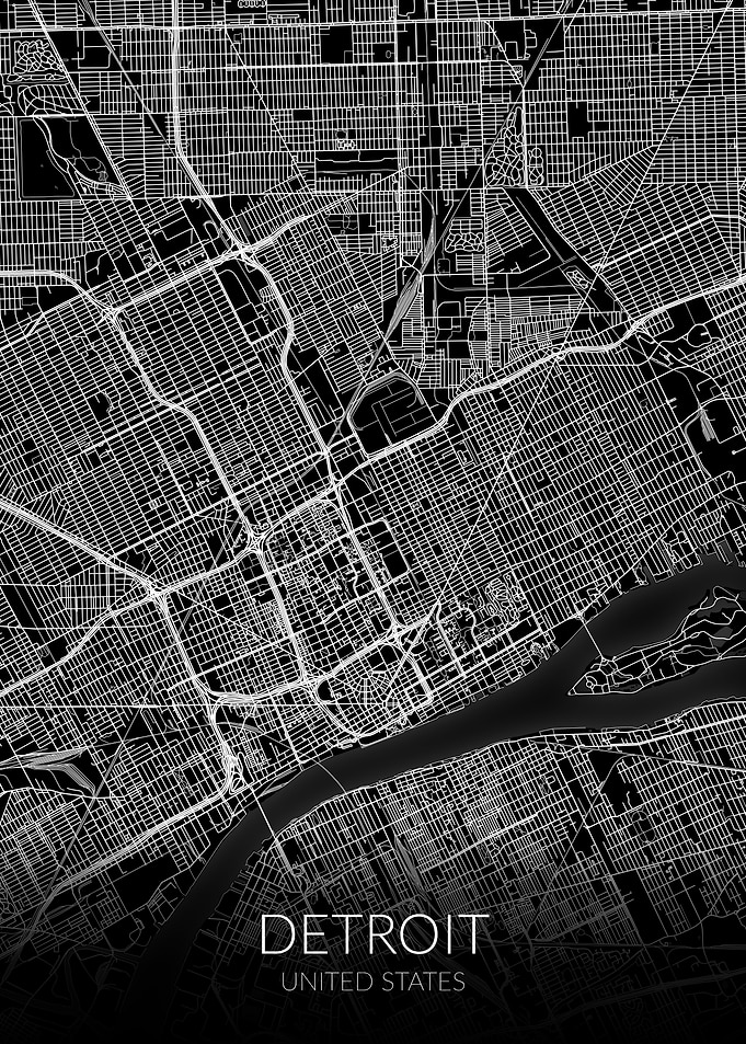 Detroit Map Black