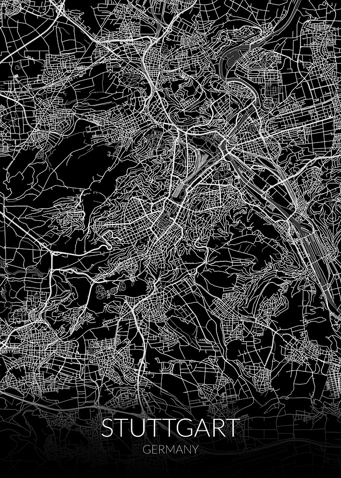 Stuttgart Map Black