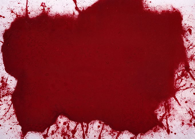 Blood puddle stain drying