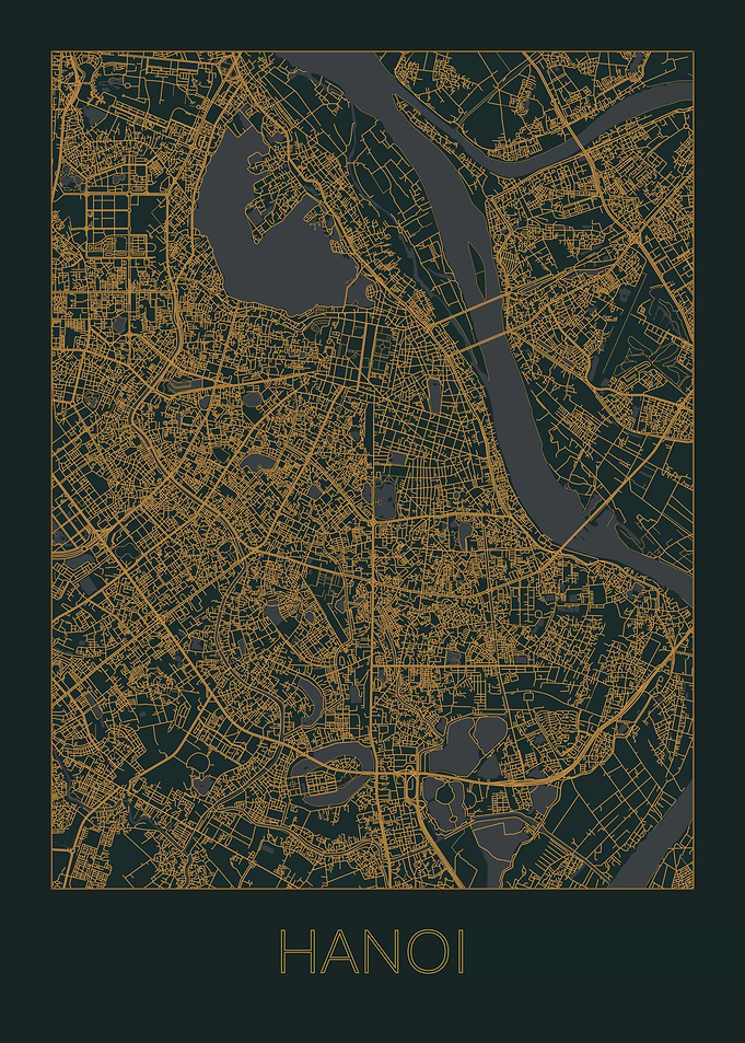 Hanoi Gray Orange Map