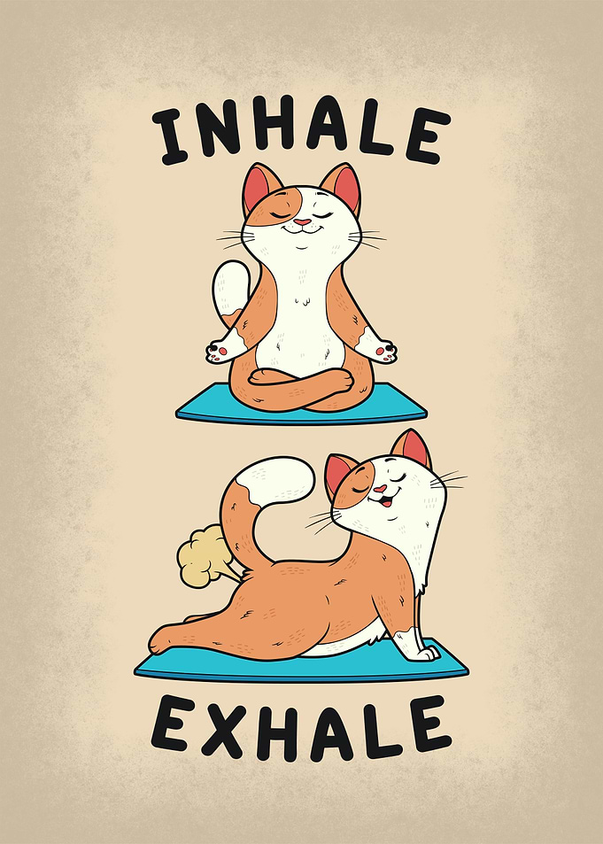 Anime Cat Yoga Exhale