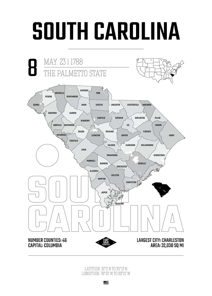 South Carolina USA map