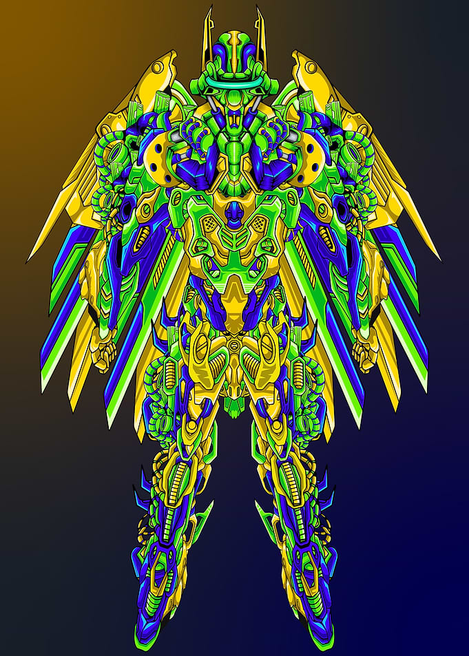 Futuristic mecha robot