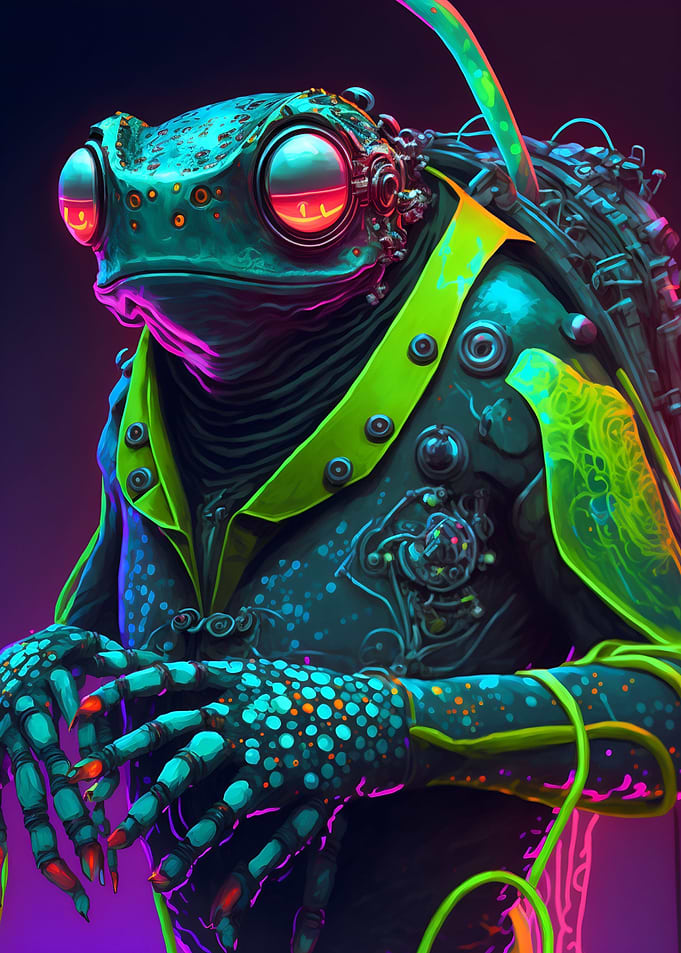 neon cyber frog