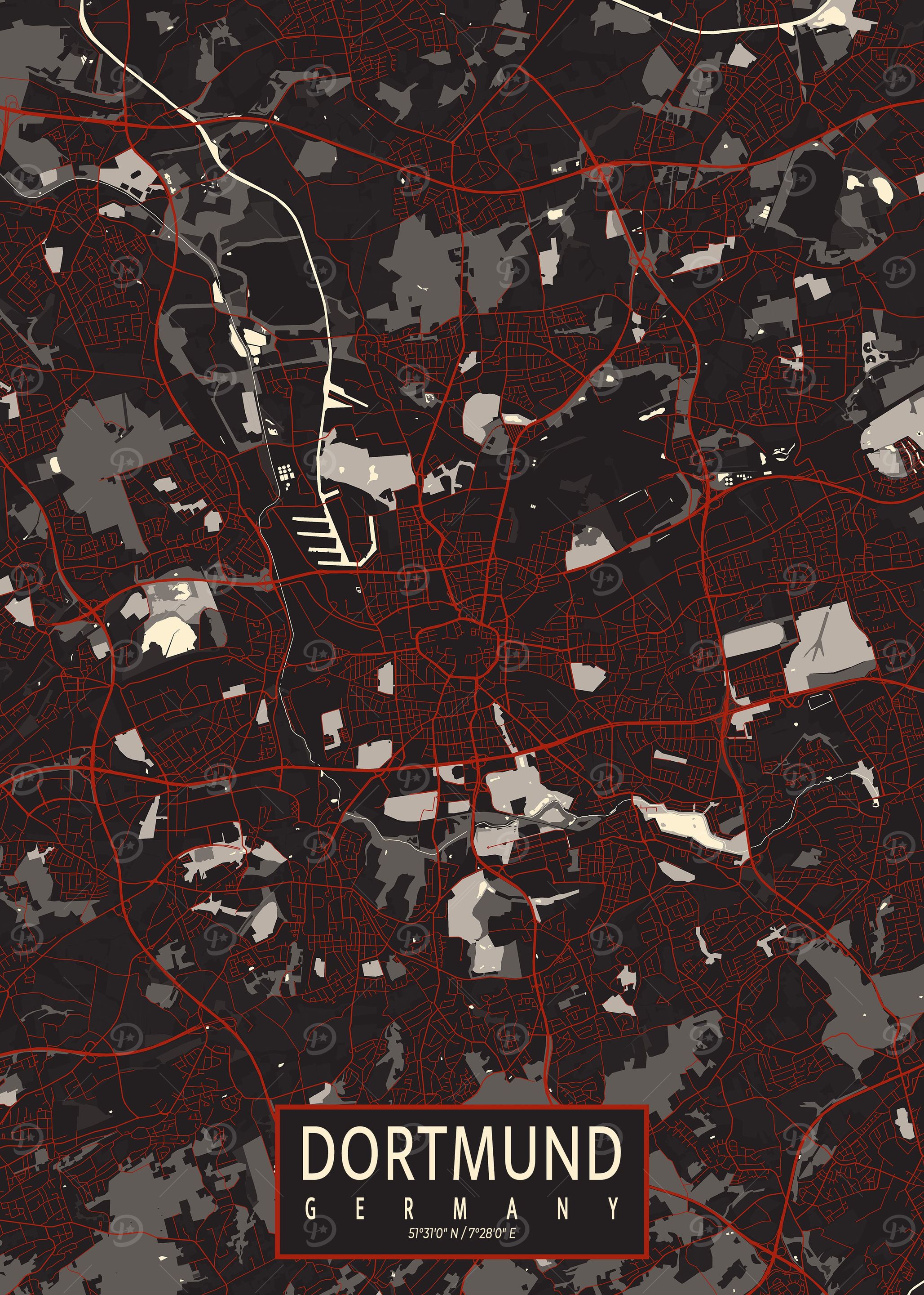 Dortmund City Map Vector